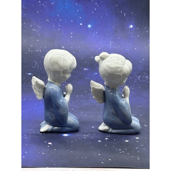 Lefton Porcelain Praying Angels Boy & Girl 4" Figurines Vintage Christmas - Picture 3 of 8